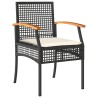 Ensemble à manger de jardin coussins 5pcs Noir Résine tressée 