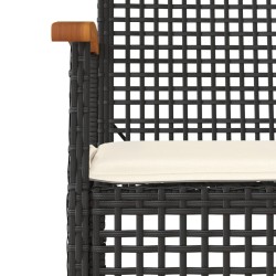 Ensemble à manger de jardin coussins 5pcs Noir Résine tressée 
