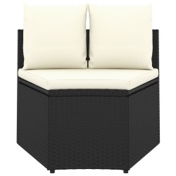 Salon de jardin 5 pcs avec coussins Résine tressée Noir 