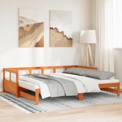 Lit de jour et lit gigogne et matelas 90x190 cm bois pin massif 