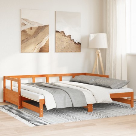 Lit de jour et lit gigogne et matelas 90x190 cm bois pin massif 