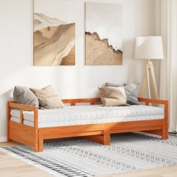 Lit de jour et lit gigogne et matelas 90x190 cm bois pin massif 