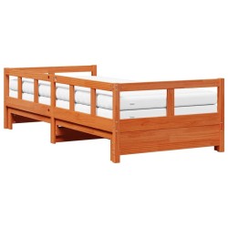 Lit de jour et lit gigogne et matelas 90x190 cm bois pin massif 