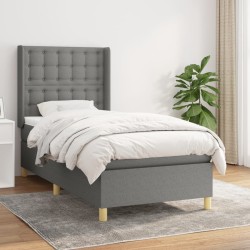 Sommier à lattes de lit avec matelas Gris foncé 80x200 cm Tissu 