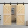 Porte coulissante avec kit de quincaillerie 90x210cm Pin massif 