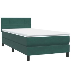 Sommier à lattes de lit et matelas vert foncé 90x210 cm velours 
