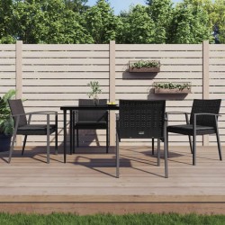 Chaises de jardin et coussins lot de 4 noir 56,5x57x83 cm rotin 