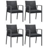 Chaises de jardin et coussins lot de 4 noir 56,5x57x83 cm rotin 