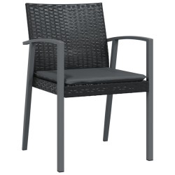 Chaises de jardin et coussins lot de 4 noir 56,5x57x83 cm rotin 