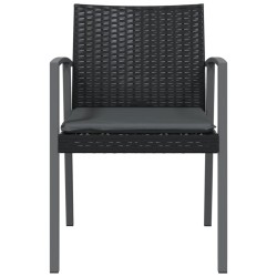 Chaises de jardin et coussins lot de 4 noir 56,5x57x83 cm rotin 