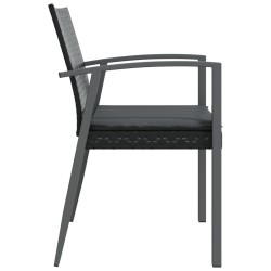 Chaises de jardin et coussins lot de 4 noir 56,5x57x83 cm rotin 