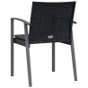 Chaises de jardin et coussins lot de 4 noir 56,5x57x83 cm rotin 