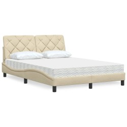 Lit avec matelas crème 120x200 cm tissu 