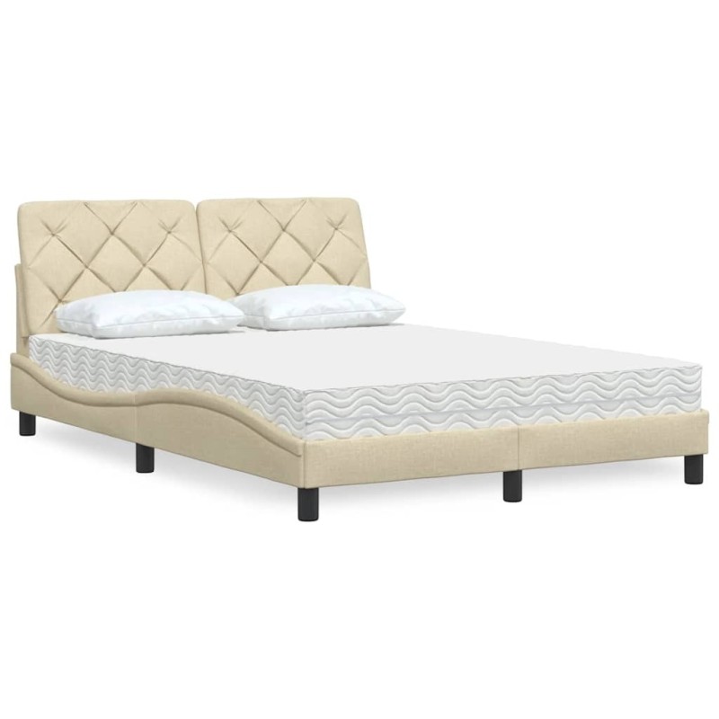 Lit avec matelas crème 120x200 cm tissu 