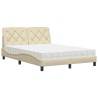Lit avec matelas crème 120x200 cm tissu 