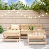 Salon de jardin 5 pcs avec coussins bois massif 