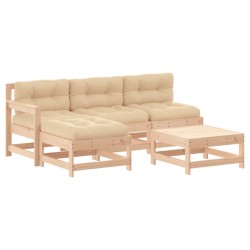 Salon de jardin 5 pcs avec coussins bois massif 