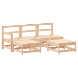 Salon de jardin 5 pcs avec coussins bois massif 