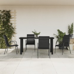 Ensemble à manger de jardin 5 pcs noir textilène et acier 