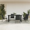 Ensemble à manger de jardin 5 pcs noir textilène et acier 