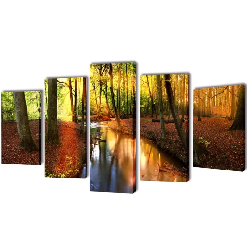 Set de toiles murales imprimées Forêt 100 x 50 cm 