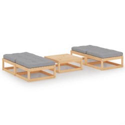 Salon de jardin 5 pcs avec coussins Bois de pin massif 