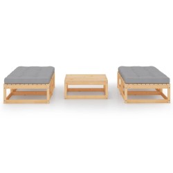 Salon de jardin 5 pcs avec coussins Bois de pin massif 