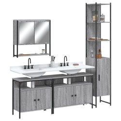 Ensemble de meubles de salle de bain 4 pcs Sonoma gris 