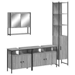 Ensemble de meubles de salle de bain 4 pcs Sonoma gris 