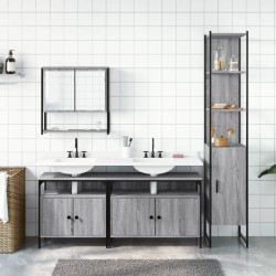 Ensemble de meubles de salle de bain 4 pcs Sonoma gris 