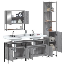 Ensemble de meubles de salle de bain 4 pcs Sonoma gris 