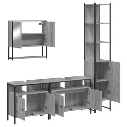 Ensemble de meubles de salle de bain 4 pcs Sonoma gris 