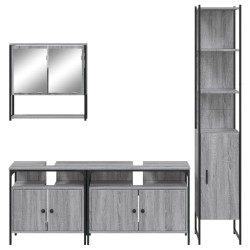 Ensemble de meubles de salle de bain 4 pcs Sonoma gris 