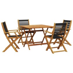 Ensemble à manger de jardin 5pcs noir polypropylène bois massif 