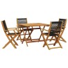 Ensemble à manger de jardin 5pcs noir polypropylène bois massif 