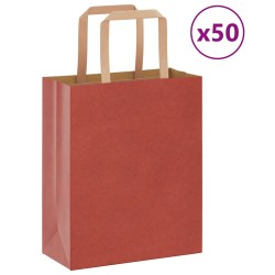 Sacs en papier 50 pcs avec poignées rouge 18x8x22 cm 