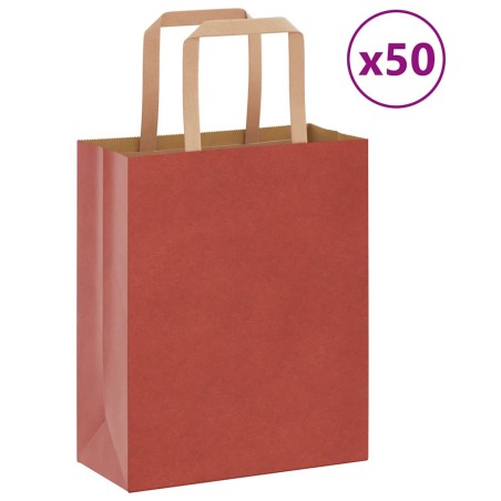 Sacs en papier 50 pcs avec poignées rouge 18x8x22 cm 