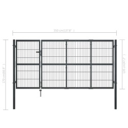 Portillon avec poteaux Acier 350 x 120 cm Anthracite 