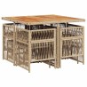 Ensemble à manger de jardin et coussins 9 pcs beige Poly rotin 