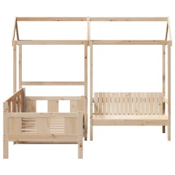 Ensemble de lit de jour et de banc avec toit sans matelas 