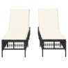 Chaises longues avec coussins lot de 2 noir résine tressée 