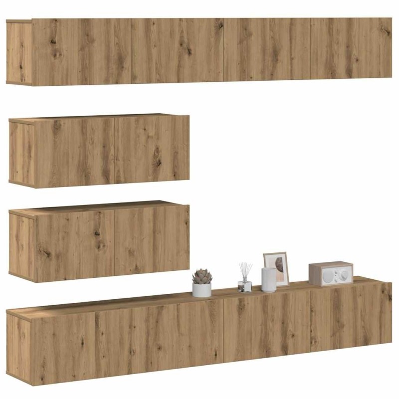 Ensemble de meuble TV mural 6 pcs chêne artisanal 
