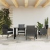 Ensemble à manger de jardin 5 pcs noir résine tressée et acier 