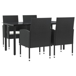Ensemble à manger de jardin 5 pcs noir résine tressée et acier 