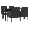 Ensemble à manger de jardin 5 pcs noir résine tressée et acier 