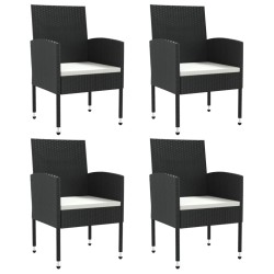 Ensemble à manger de jardin 5 pcs noir résine tressée et acier 