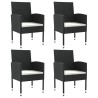 Ensemble à manger de jardin 5 pcs noir résine tressée et acier 
