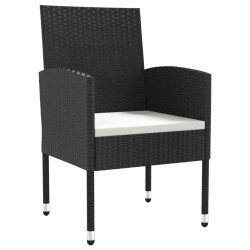 Ensemble à manger de jardin 5 pcs noir résine tressée et acier 