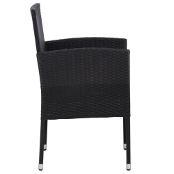 Ensemble à manger de jardin 5 pcs noir résine tressée et acier 