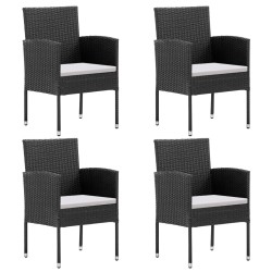 Ensemble à manger de jardin coussins 5pcs Noir Résine tressée 